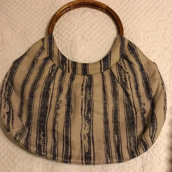 Banana Republic linen beige/blue bag - Picture 3 of 10